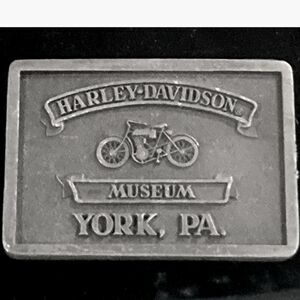 Harley Davidson Motorcycle Museum York PA Biker Classic Belt Buckle Pewter VTG